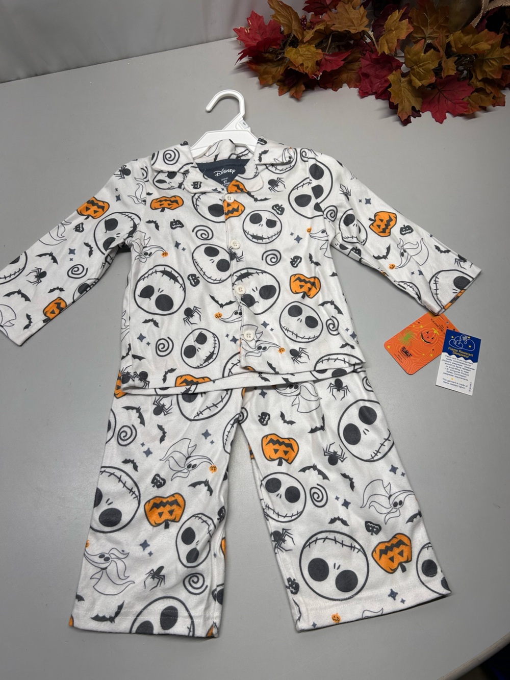 Carter's White Halloween Jack Skellington Pajama One-Piece